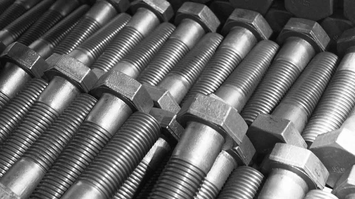 A stack of bolts up close