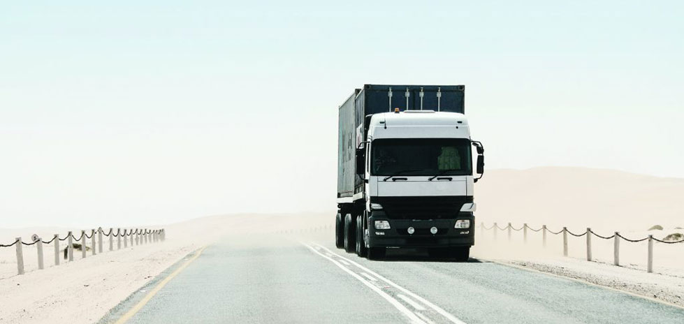 Heavy Duty Truck Lorry Road Through Desert