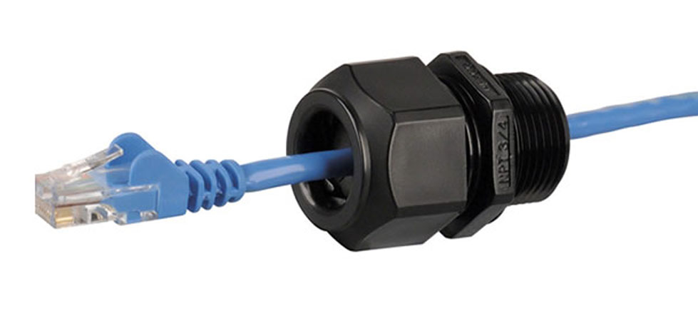 Black Nylon Plastic Cable Glands Blue Ethernet Cable